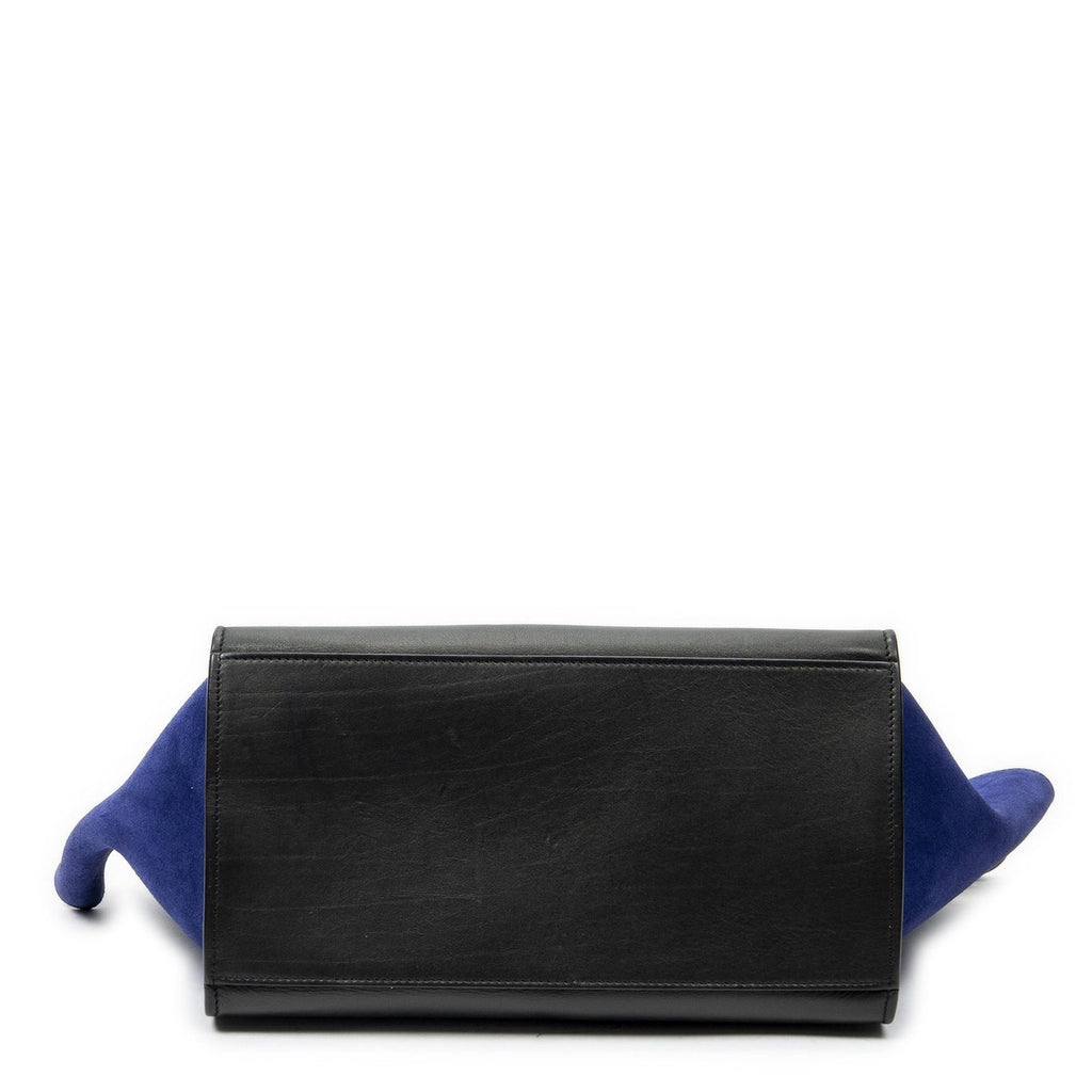 Celine Small Tricolor Trapeze Black Blue Brown Calfskin Leather — view 6