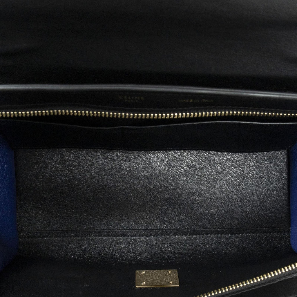 Celine Small Tricolor Trapeze Black Blue Brown Calfskin Leather — view 9