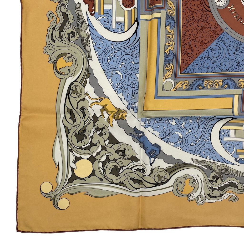 Hermes Scarf Silk Carre 90 Animaux Solaires Sun Animals Yellow — view 4