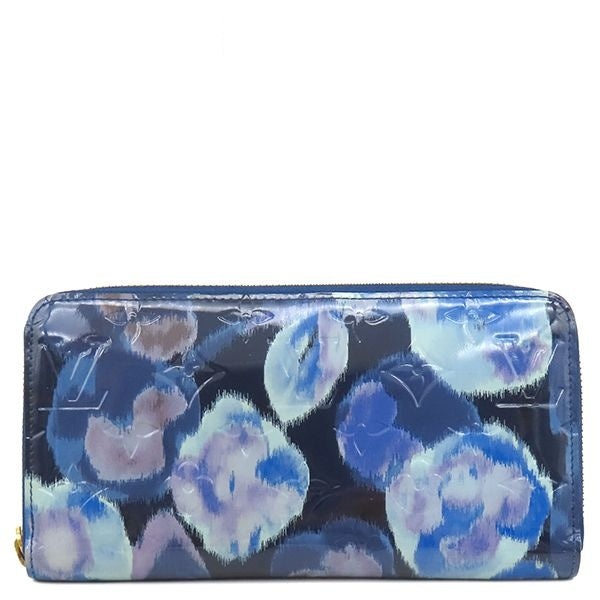 Louis Vuitton Wallet Ikat Flower Zippy Monogram Vernis Grand Blue Gold Floral