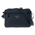 Prada Tessuto Black Silver Nylon Shoulder Back