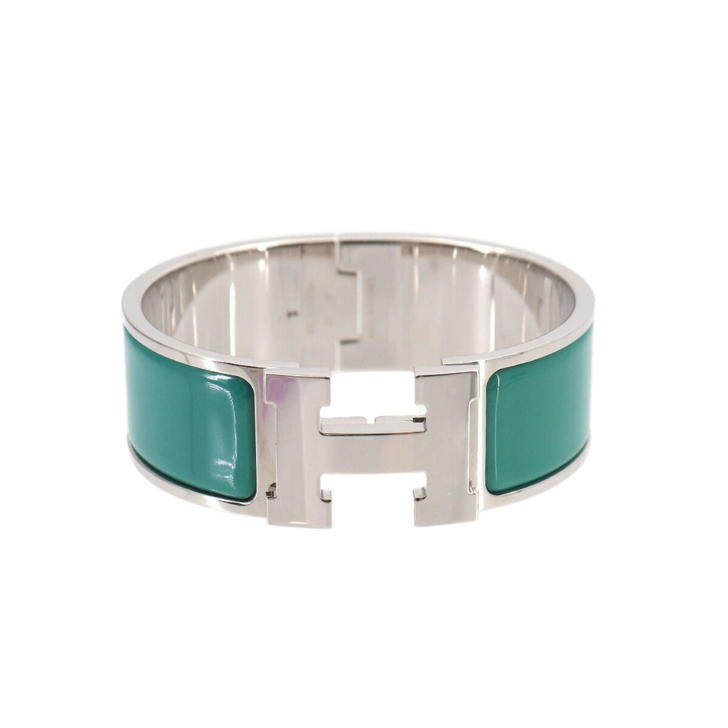 Hermes Clic Clac PM Bangle White Jaune Citron Silver Bracelet