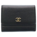 Chanel CC Logo Coin Case Card Business Holder Trifold Wallet Black Soft Caviar