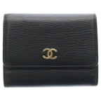 Chanel CC Logo Coin Case Card Business Holder Trifold Wallet Black Soft Caviar