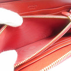 Prada Ribbon 1 M0506 Saffiano Leather Gold Hardware Red Round Zipper Long Wallet — view 5