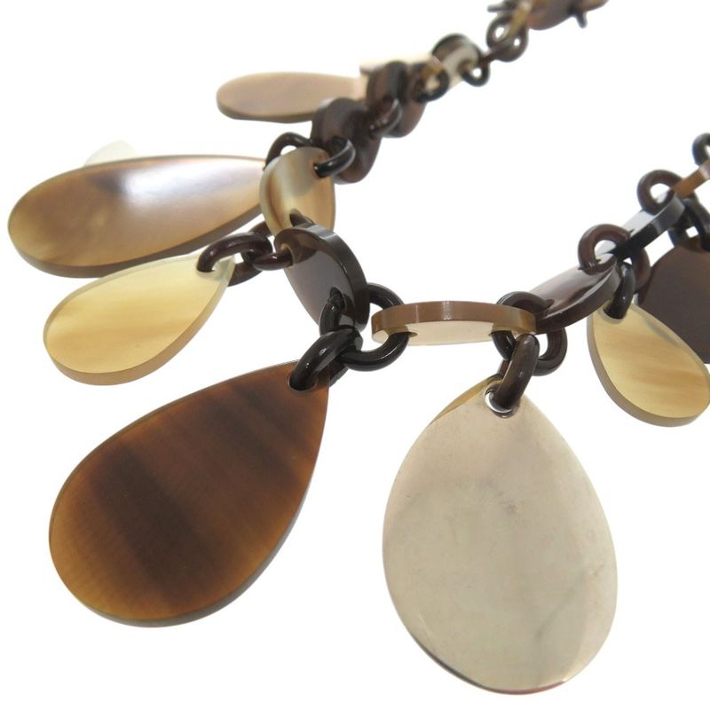 Hermes Large Horn Necklace Teardrop Buffalo Silver 925 Brown 1458 — view 3