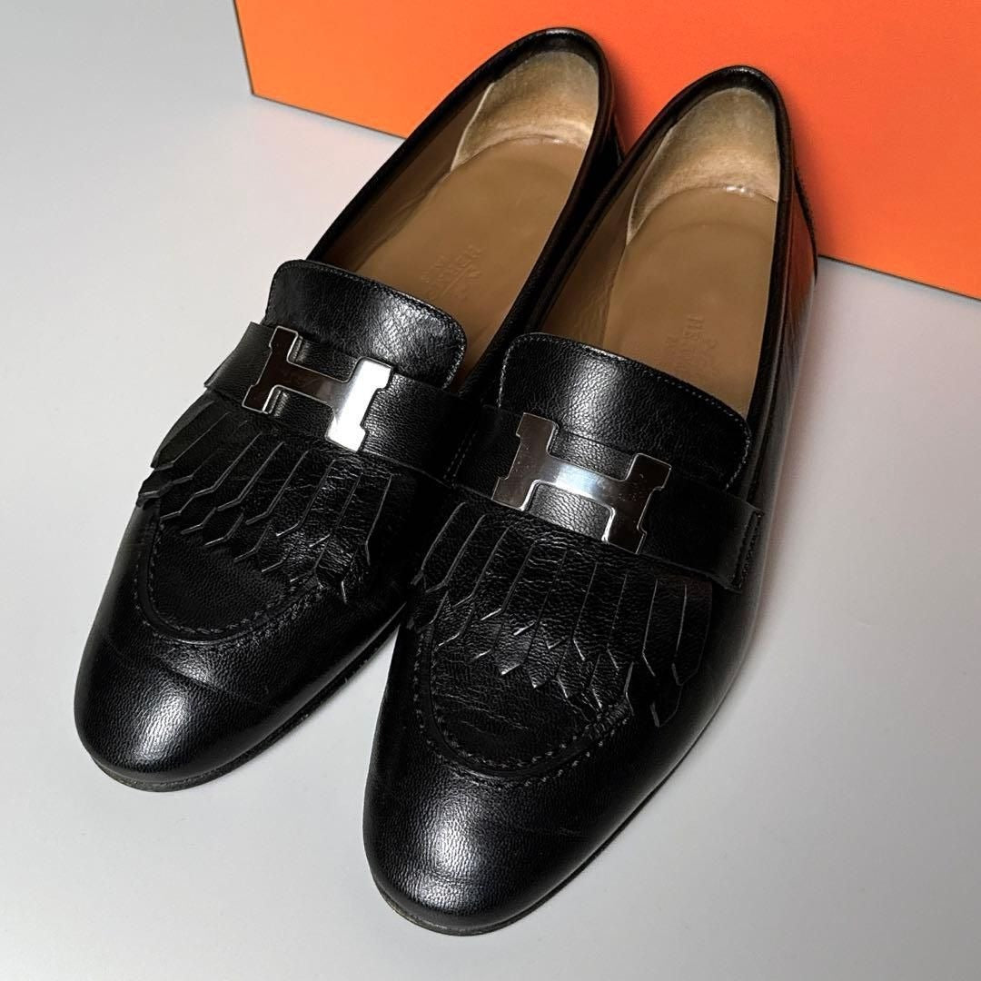 Hermes Moccasin Royale Loafers 37 Black