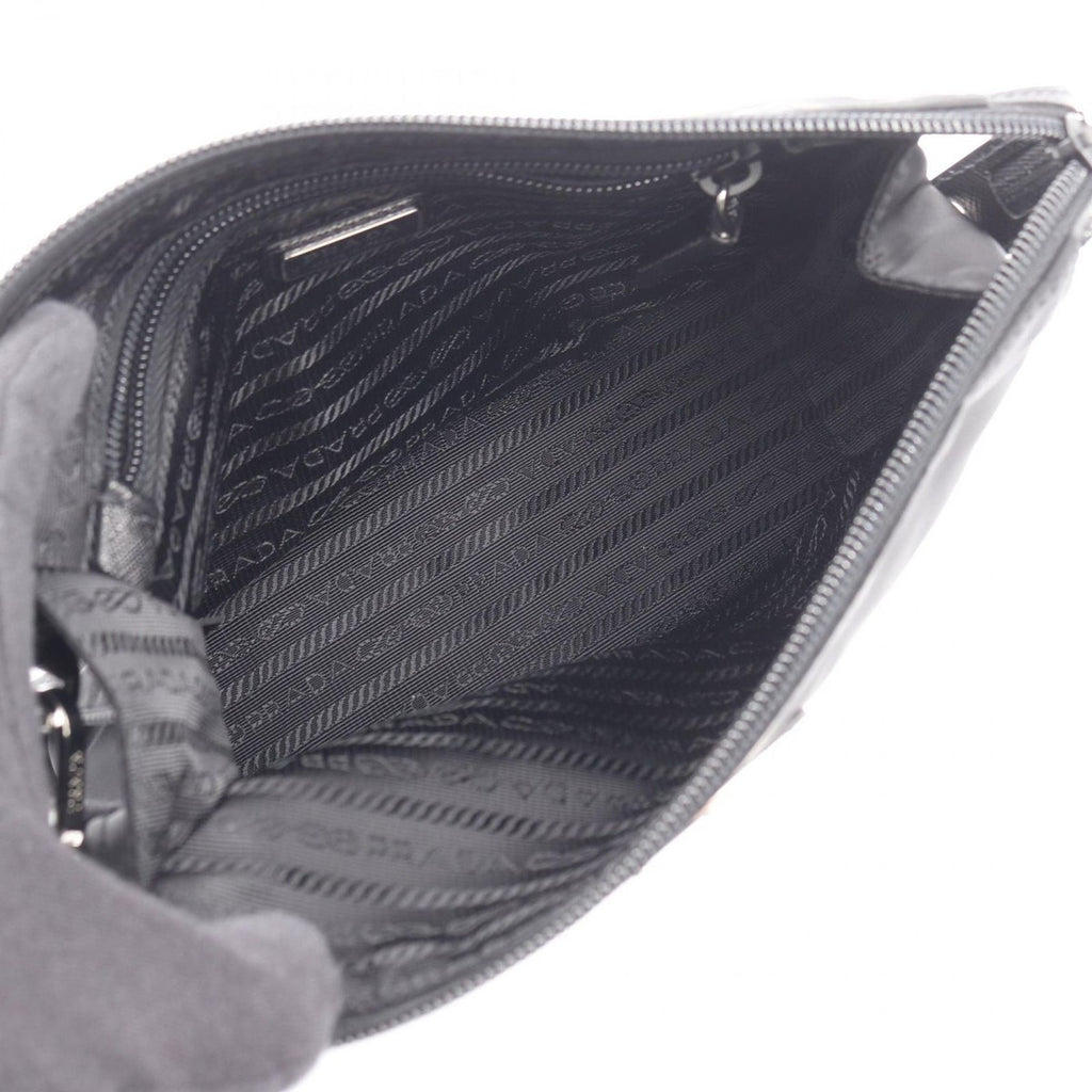 Prada Clutch Re-Nylon Nesetessuto Saffiano Black Nylon Leather — view 3