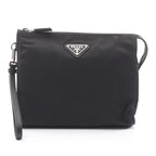 Prada Clutch Re-Nylon Nesetessuto Saffiano Black Nylon Leather