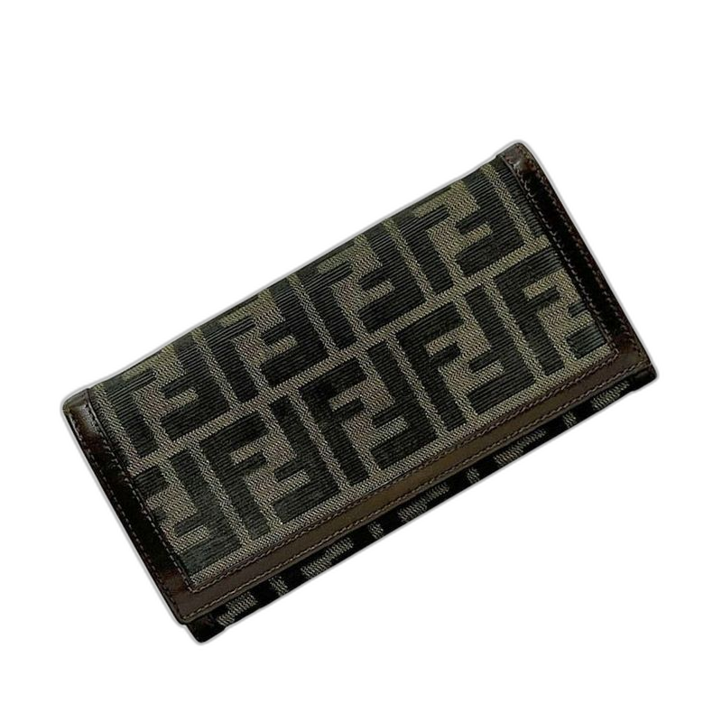 Fendi Bifold Wallet Khaki Green Brown Zucca