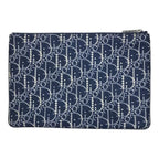 Christian Dior Clutch Bag Second Small Pouch Logo Oblique Nylon Navy — view 2
