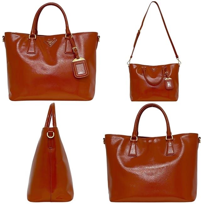 Prada 2 way Bag Orange Patent Leather 103 — view 2