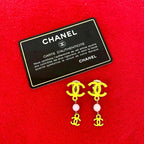 Chanel Coco Mark Motif Plastic Earrings Ear Cuff Accessory Gold 03S — view 2