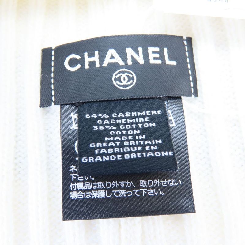 Chanel Knit Cap Cashmere Cotton White Black Hat Coco Mark Apparel — view 4