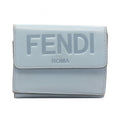 Fendi Trifold Wallet Logo 8 M0395 Light Blue Leather Rome Micro
