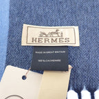 Hermes H Summer Block Scarf Cashmere Blue Autumn Winter — view 4