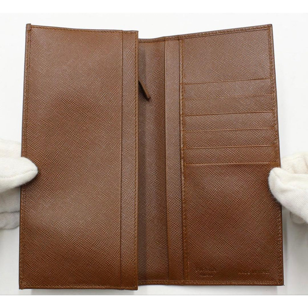 Prada Sapphire Leather Logo Bifold Long Wallet — view 5