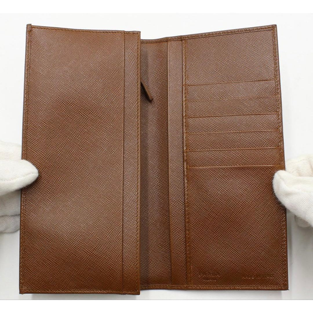 Prada Sapphire Leather Logo Bifold Long Wallet — view 5