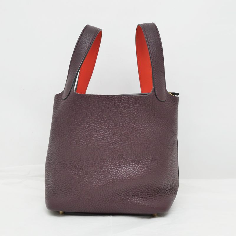 Hermes Picotin Lock PM 18 Eclat Handbag Purun Orange Poppy Taurillon — view 3
