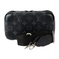 Louis Vuitton Horizon Clutch Shoulder Bag Leather Black Gray Silver