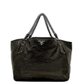 Prada Chain Tote Brown Coating Leather 20 31 Shoulder