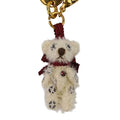 Prada Sequins Bear Mini Charm Key Holder Bag White Red Gold Color
