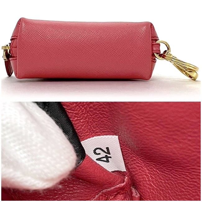 Prada Coin Case Pink 1 M1218 Saffiano Leather — view 3