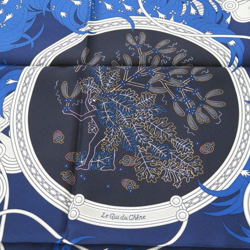 Hermes Carre 90 Legende Brodee Embroidered Legend Silk Blue Scarf 0227 — view 2