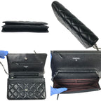 Chanel Quilted Caviar Leather Chain Wallet Silver Hardware Black — view 6