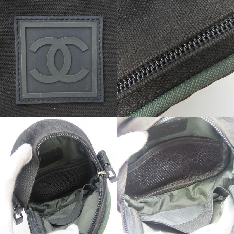 Chanel Shoulder Bag Canvas Black Khaki Pochette Sport 8 Series — view 7