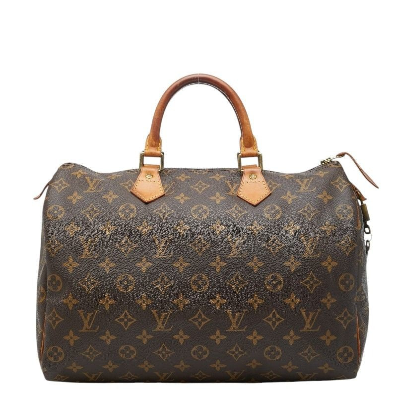 Louis Vuitton Monogram Speedy 35 Boston Bag Brown Leather
