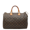 Louis Vuitton Monogram Speedy 35 Boston Bag Brown Leather
