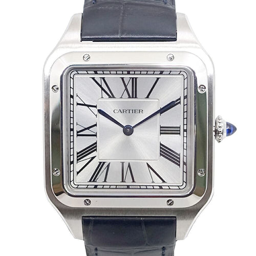 Cartier Santos Dumont XL Watch SS Manual Winding Leather Box Polished