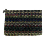 Chanel CC Logo Multicolor Black Silver Tweed Clutch