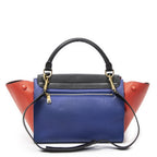 Celine Small Tricolor Trapeze Blue Red Black Calfskin Leather Shoulder Bag — view 5