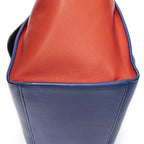 Celine Small Tricolor Trapeze Blue Red Black Calfskin Leather Shoulder Bag — view 8
