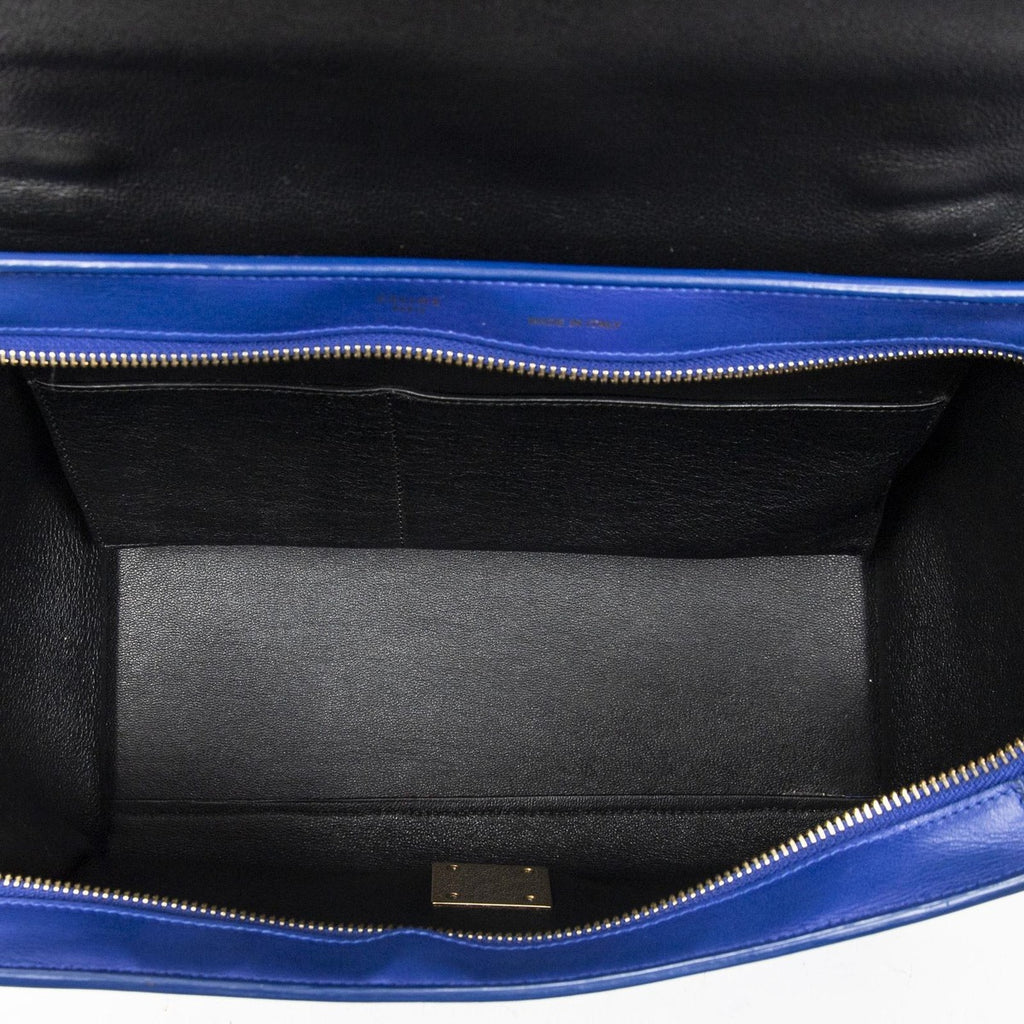 Celine Small Tricolor Trapeze Blue Red Black Calfskin Leather Shoulder Bag — view 9