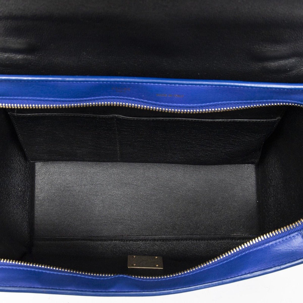 Celine Small Tricolor Trapeze Blue Red Black Calfskin Leather Shoulder Bag — view 9