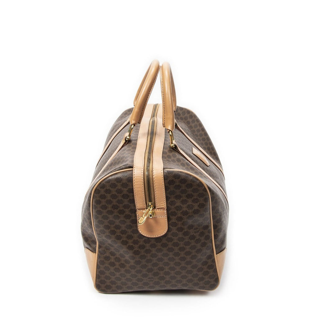 Celine Vintage Travel Boston Brown Tan Macadam Canvas Shoulder Bag — view 4