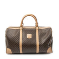 Celine Vintage Travel Boston Brown Tan Macadam Canvas Shoulder Bag