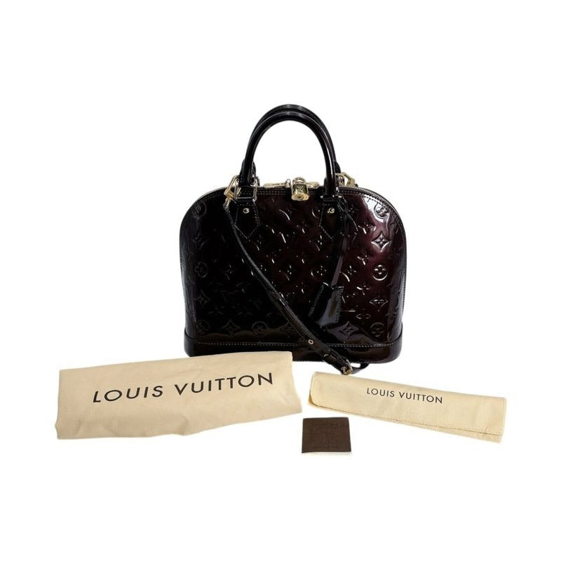 Louis Vuitton Vernis Handbag Alma PM Wine Red