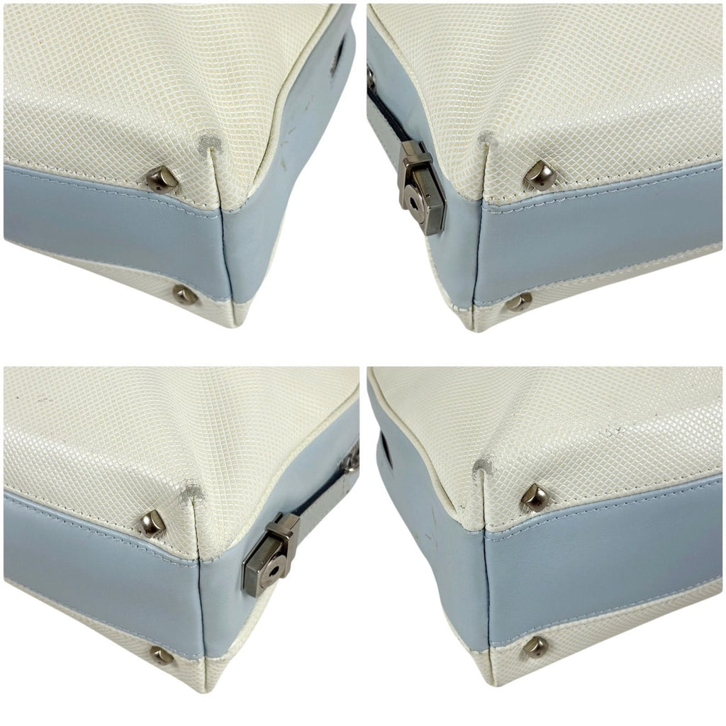 Bottega Veneta Marco Polo Bowling Bag Satchel White Light Blue Bluewhite — view 5