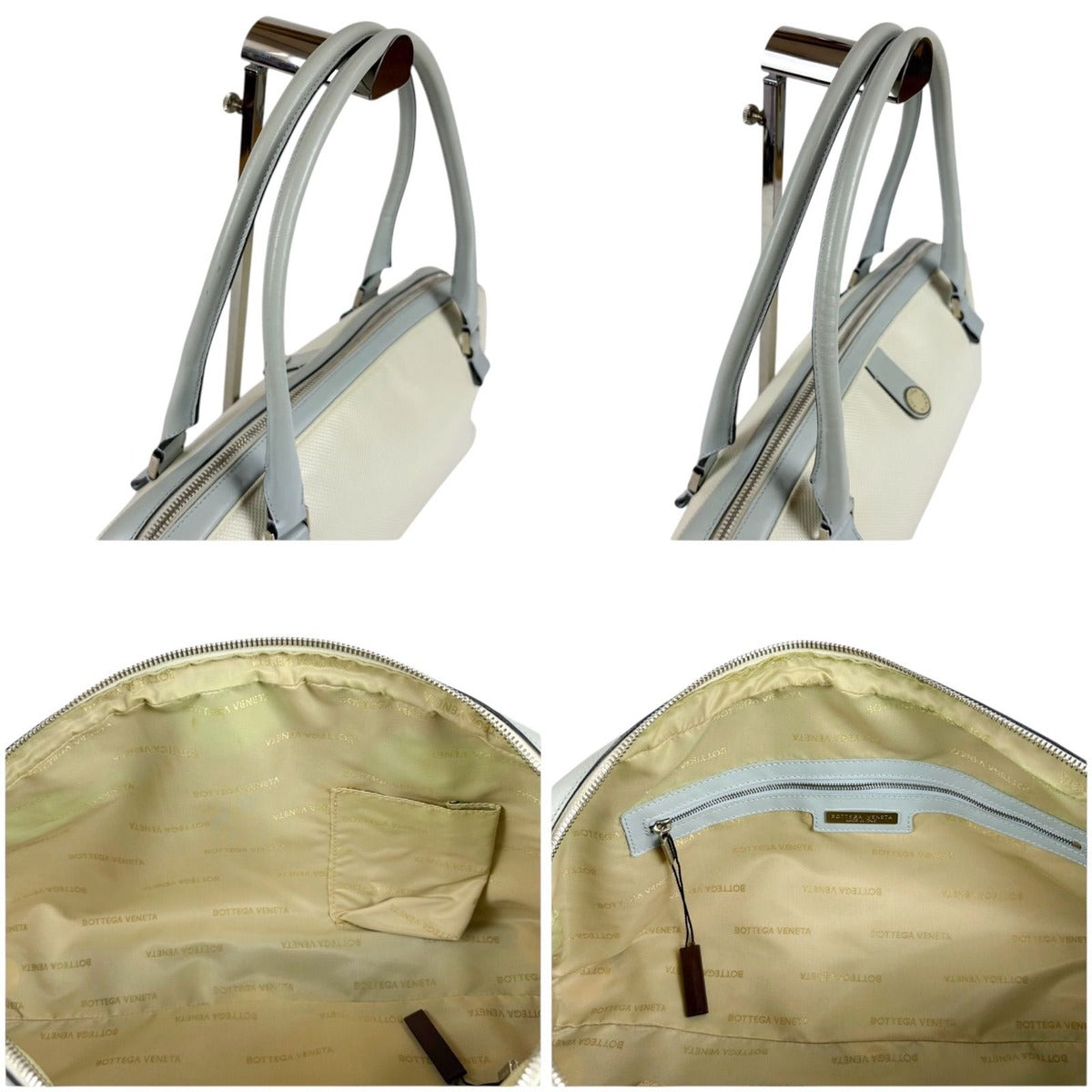 Bottega Veneta Marco Polo Bowling Bag Satchel White Light Blue Bluewhite — view 6