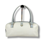 Bottega Veneta Marco Polo Bowling Bag Satchel White Light Blue Bluewhite