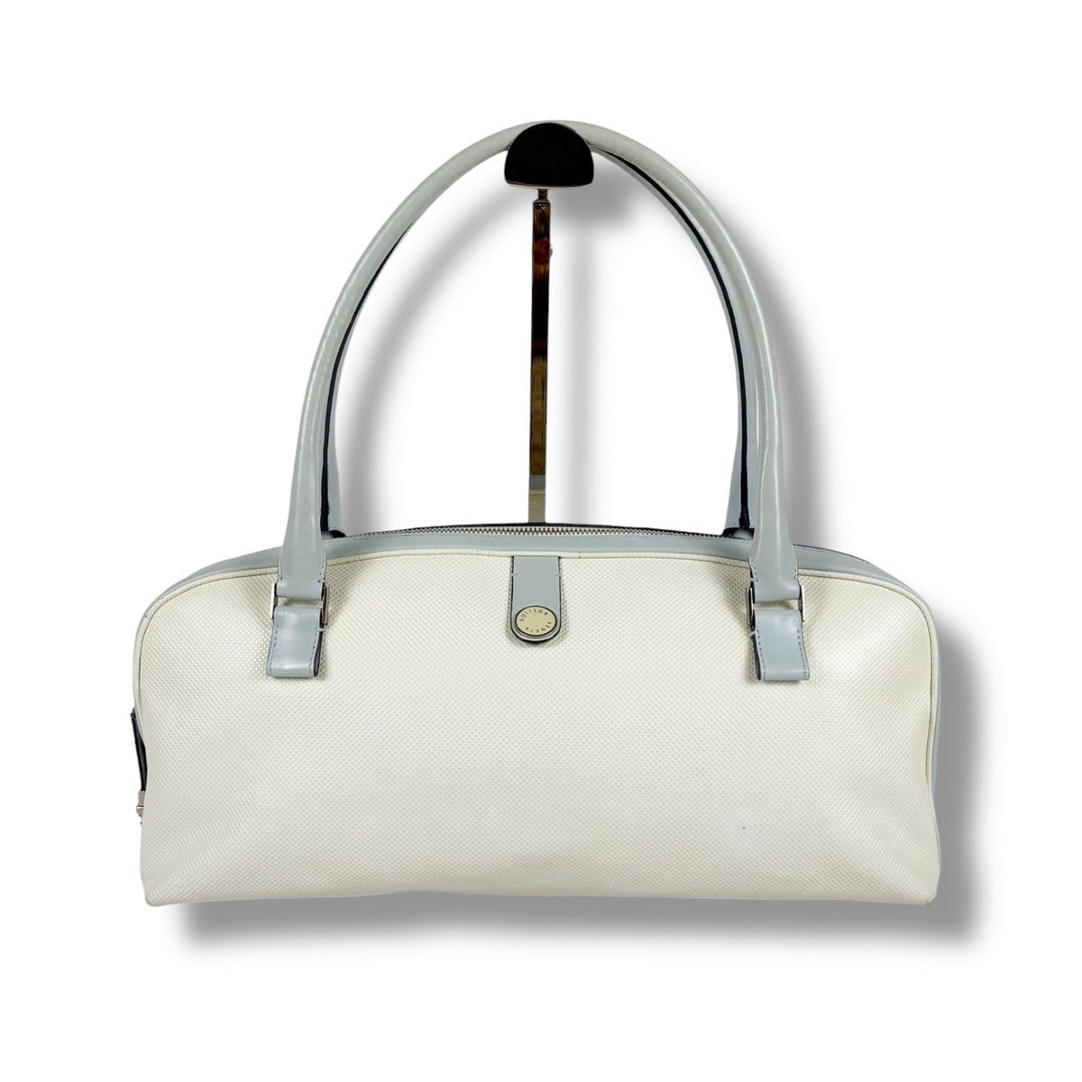 Bottega Veneta Marco Polo Bowling Bag Satchel White Light Blue Bluewhite