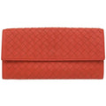 Bottega Veneta Intrecciato Leather Red Long Wallet 0787