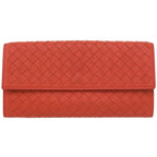 Bottega Veneta Intrecciato Leather Red Long Wallet 0787