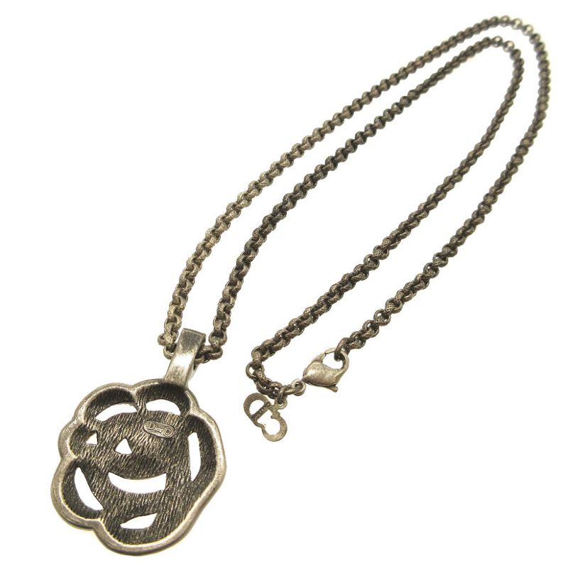 Christian Dior Rhinestone Metal Gunmetal Necklace 0084 — view 4