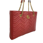 Gucci Chain Tote GG Marmont Leather Red Gold — view 2