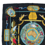 Hermes Scarf Silk Carre 90 le Geographe Geographer Black — view 2